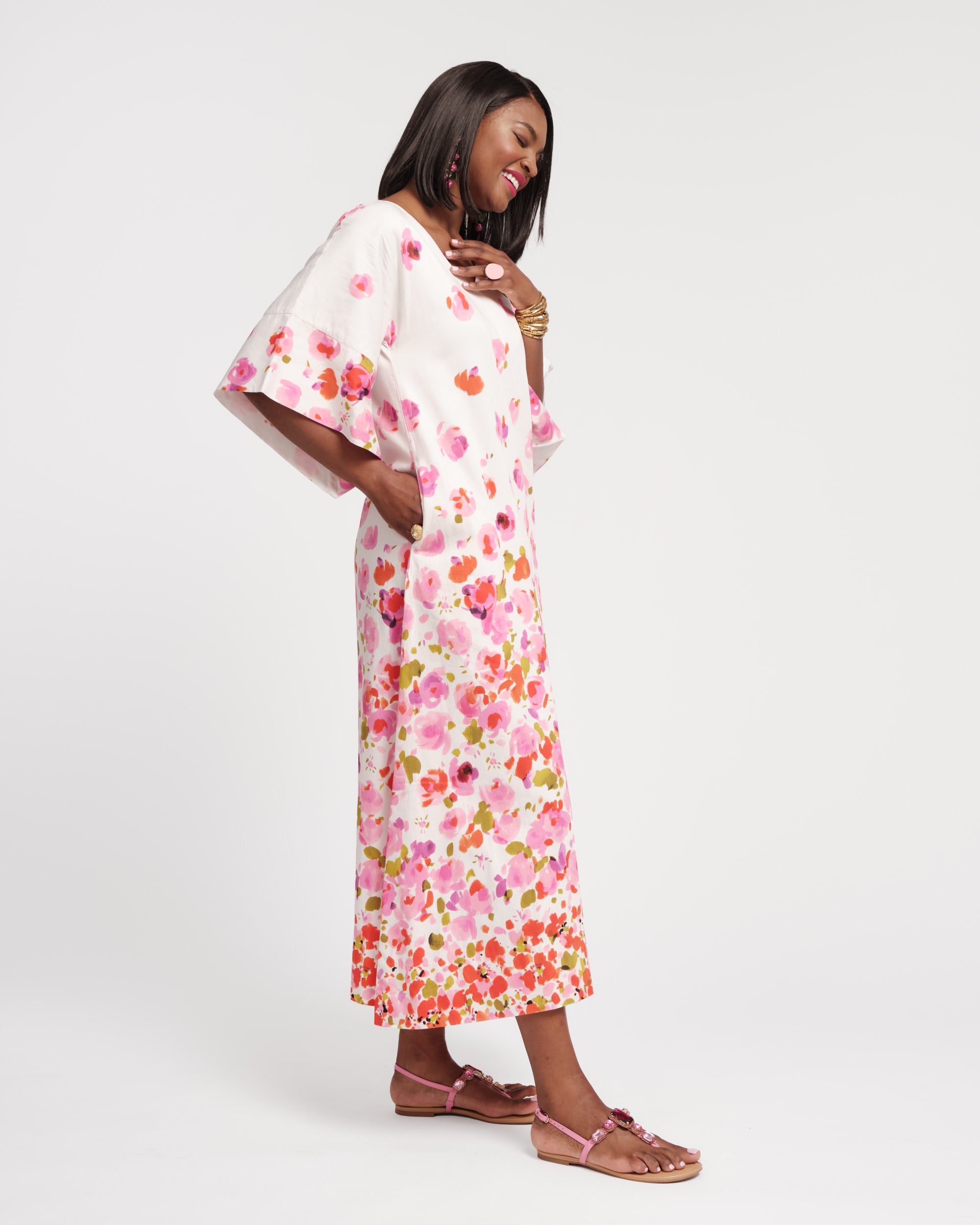 Fin and Tonic Maxi Dress with Pockets - Floral Print Summer Beach Dress for Women | Perfect for Vacations, Weddings & Outdoor Parties