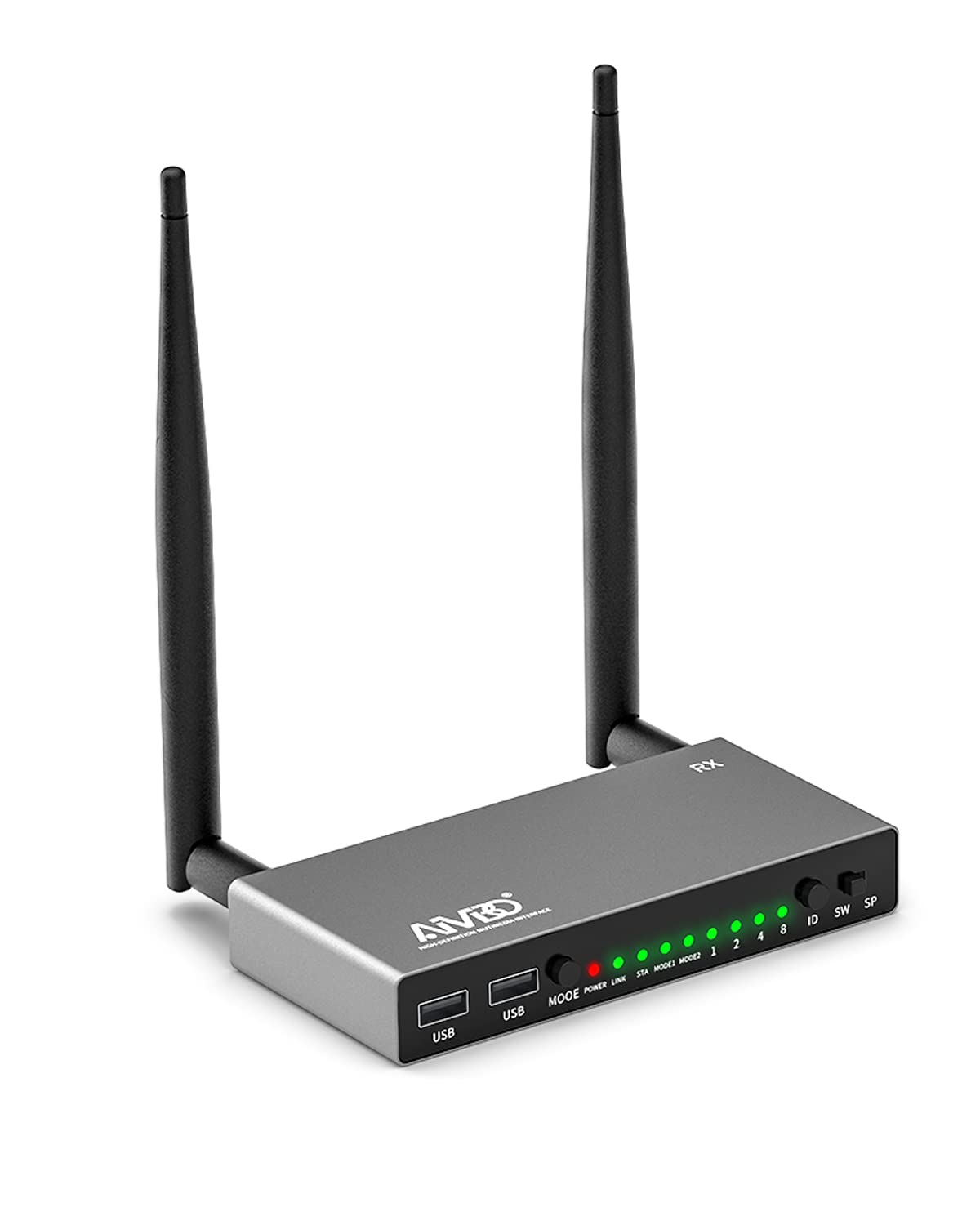 AIMIBO 5.8G Wireless HDMI Extender Kit - 200M/656FT Range, 1080p Full HD Transmission for Monitor/Projector/TV with HDMI Loop-Output, KVM & IR Control, Multi-Receiver Support - Perfect for Home Theater, Conference Room & Gaming Setup (Silver)
