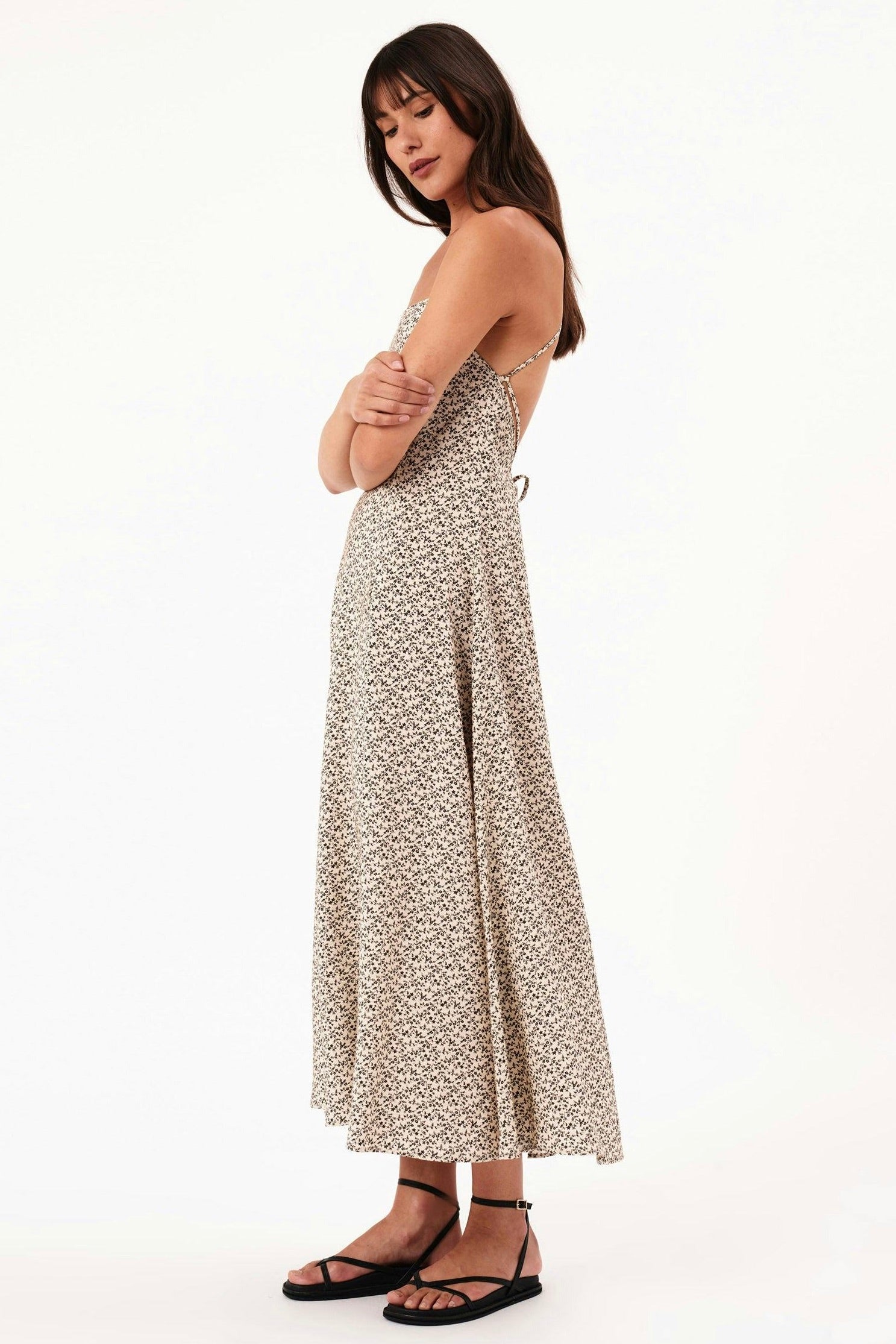 Dinali Women's Strappy Midi Dress - Floral Print Summer Sundress for Beach Vacation, Date Night & Party Wear