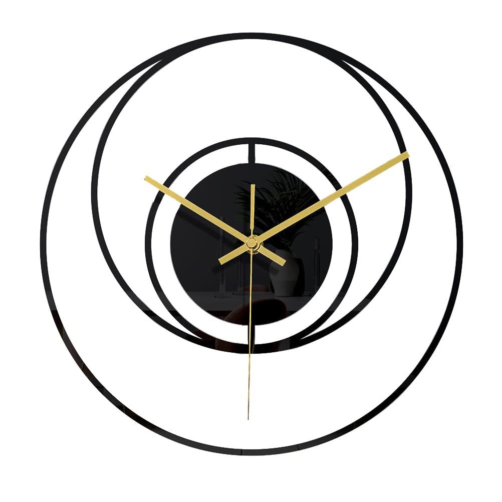 LUOZZY 12 Inch Round Acrylic Wall Clock - Silent Non-Ticking Modern Wall Clock for Home, Office, Living Room, Bedroom Decor (Black) | Perfect for Kitchen, Classroom, and Workspace