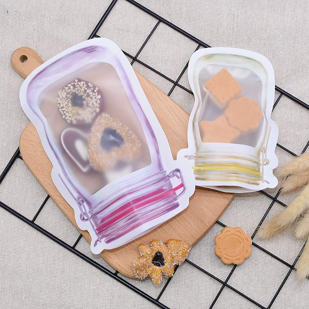 20 Pack Reusable Mason Jar Storage Bags - Airtight Zip Lock Food Saver for Snacks, Bread, Cookies | Kitchen Organizer & Travel Camping Essential (10 Large + 10 Medium) | Perfect for Meal Prep, Picnics & On-the-Go Fresh Food Storage