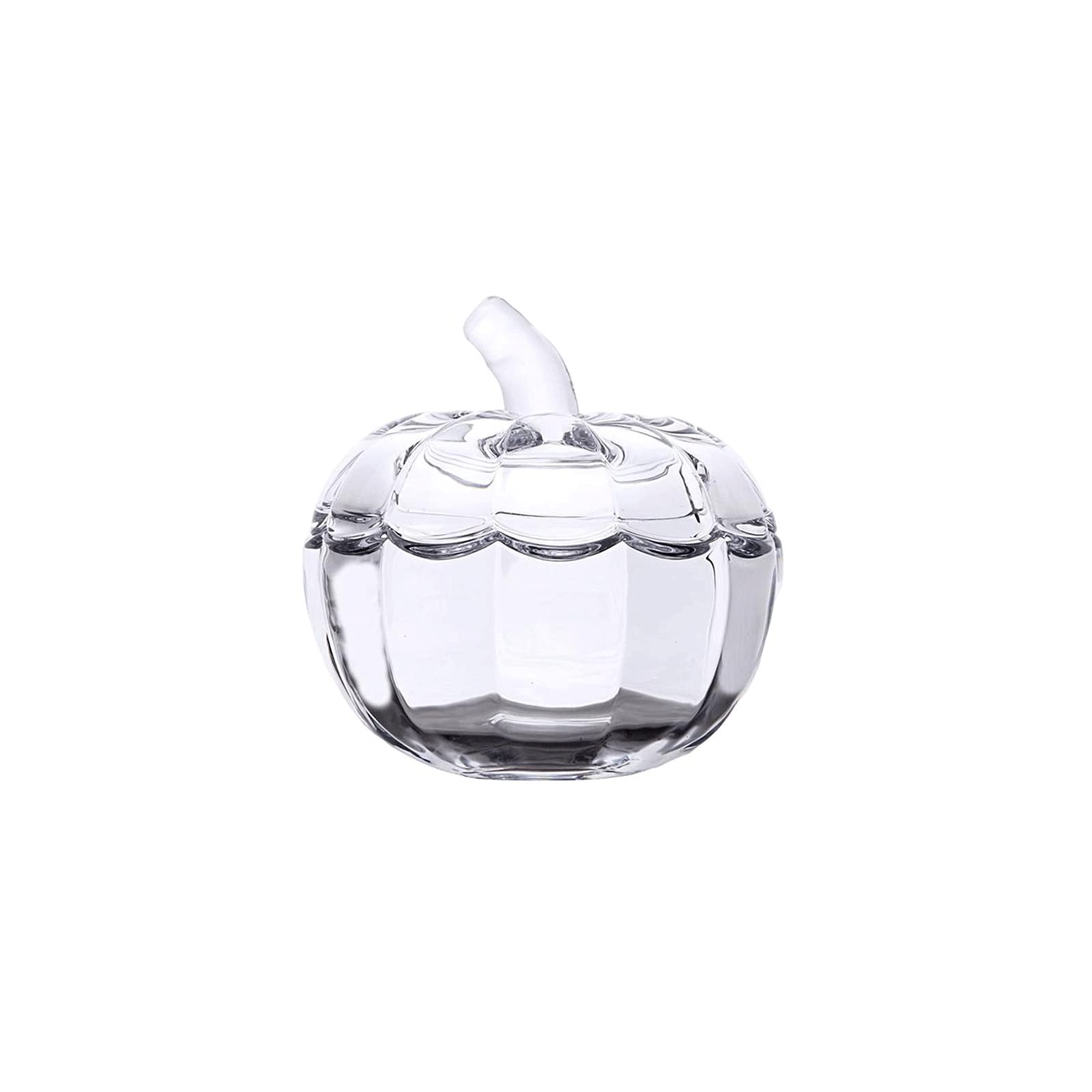 KKJJ 1pc Clear Glass Candy Jar with Pumpkin Design - Transparent Snack & Fruit Storage Container for Halloween, Kitchen, Party Decor