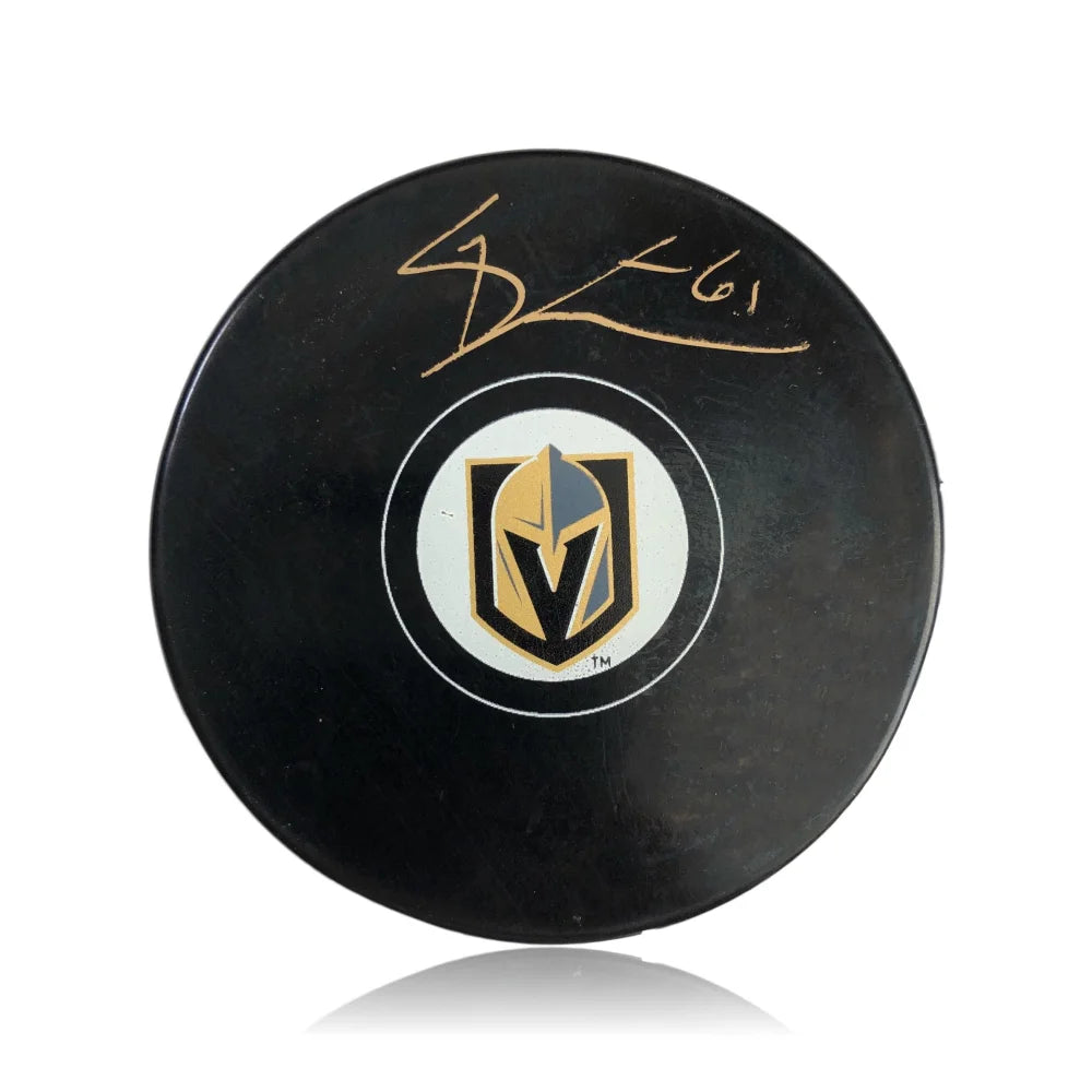 Authentic Mark Stone Signed Vegas Golden Knights Logo Puck with COA & BAS Autograph - VGK Collectible for Hockey Fans & Memorabilia Enthusiasts | Perfect for Display, Gifts, and Sports Collections