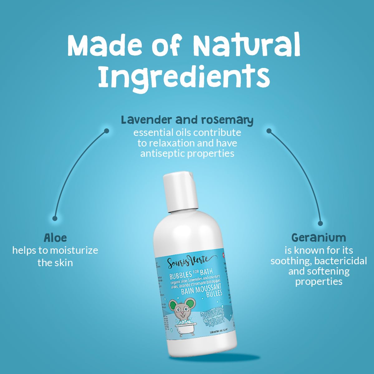 Organic Bubble Bath for Babies & Kids - Souris Vertes Bubbles 350ml | Gentle Foaming Bath