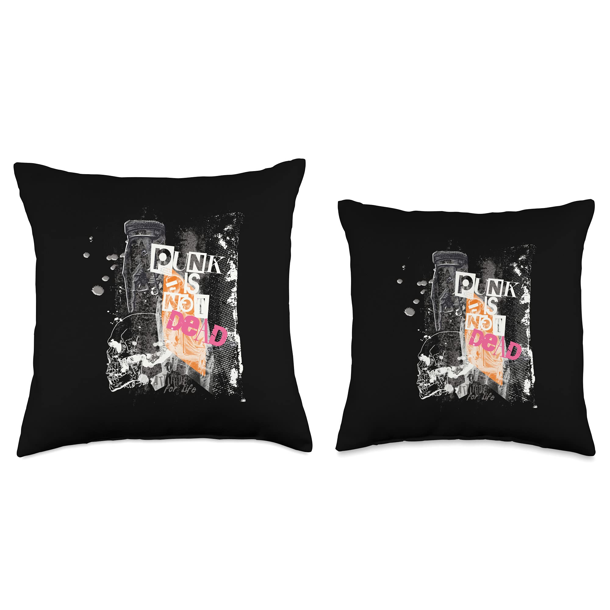 Punk Rock Throw Pillow - Emo Anarchy Band Design for Bedroom, Couch & Music Lover Decor - Gothic Punk Aesthetic Home Accessory