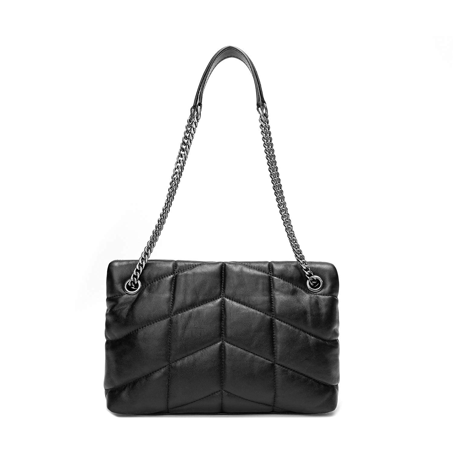 EvaLuLu Genuine Lambskin Leather Quilted Crossbody Bag for Women - Stylish Shoulder Handbag Purse for Work, Travel & Everyday Use