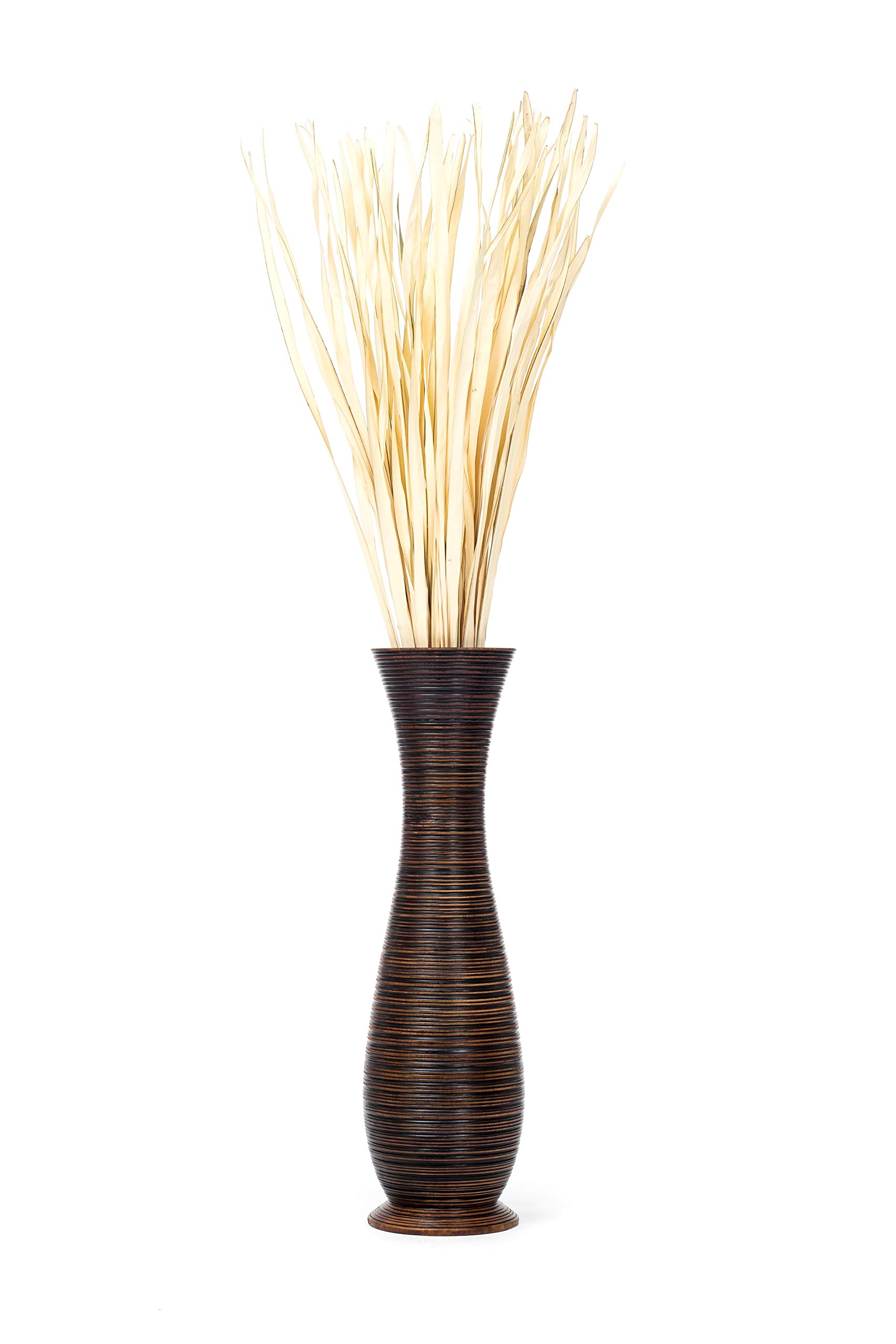 Leewadee 36 Inch Large Brown Wooden Floor Vase - Farmhouse Decor for Flowers, Fake Plants & Pampas Grass - Perfect for Living Room, Entryway & Home Styling