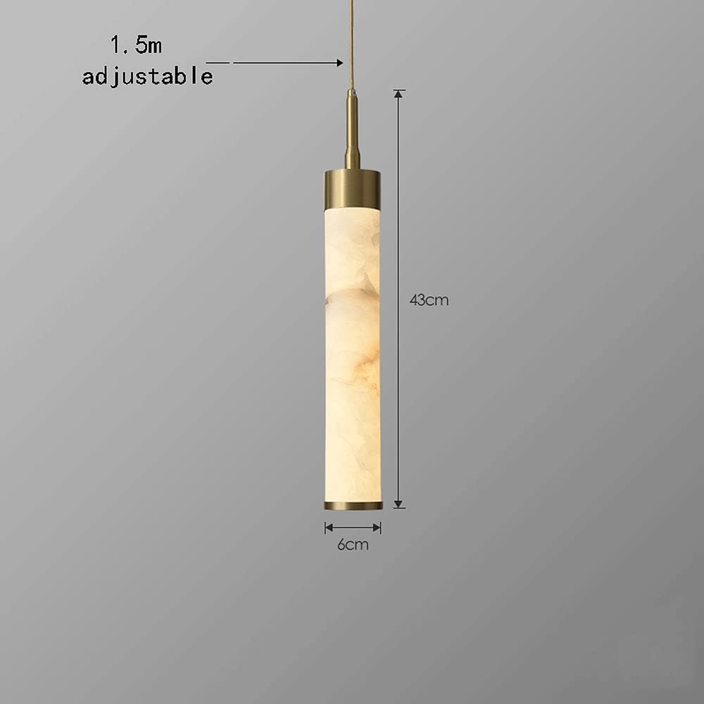 Adjustable Copper & Marble Pendant Lamp - Single Head Hanging Chandelier for Bedroom, Living Room, Dining Room & Bar Counter | Modern Gold Lighting Fixture | Perfect for Ambient & Task Lighting