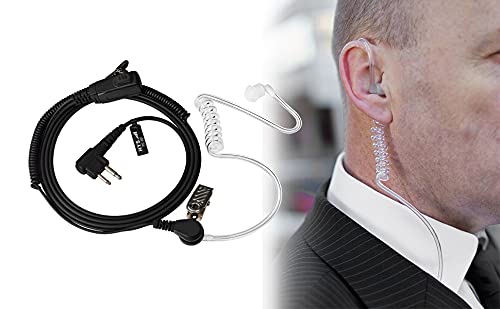 UAYESOK 2 Pin 2 Way Radio Earpiece - Covert Acoustic Air Tube Headset with PTT Mic for Motorola CP040 CP140 Hytera Midland Walkie Talkie - Ideal for Security, Construction & Event Staff Communication