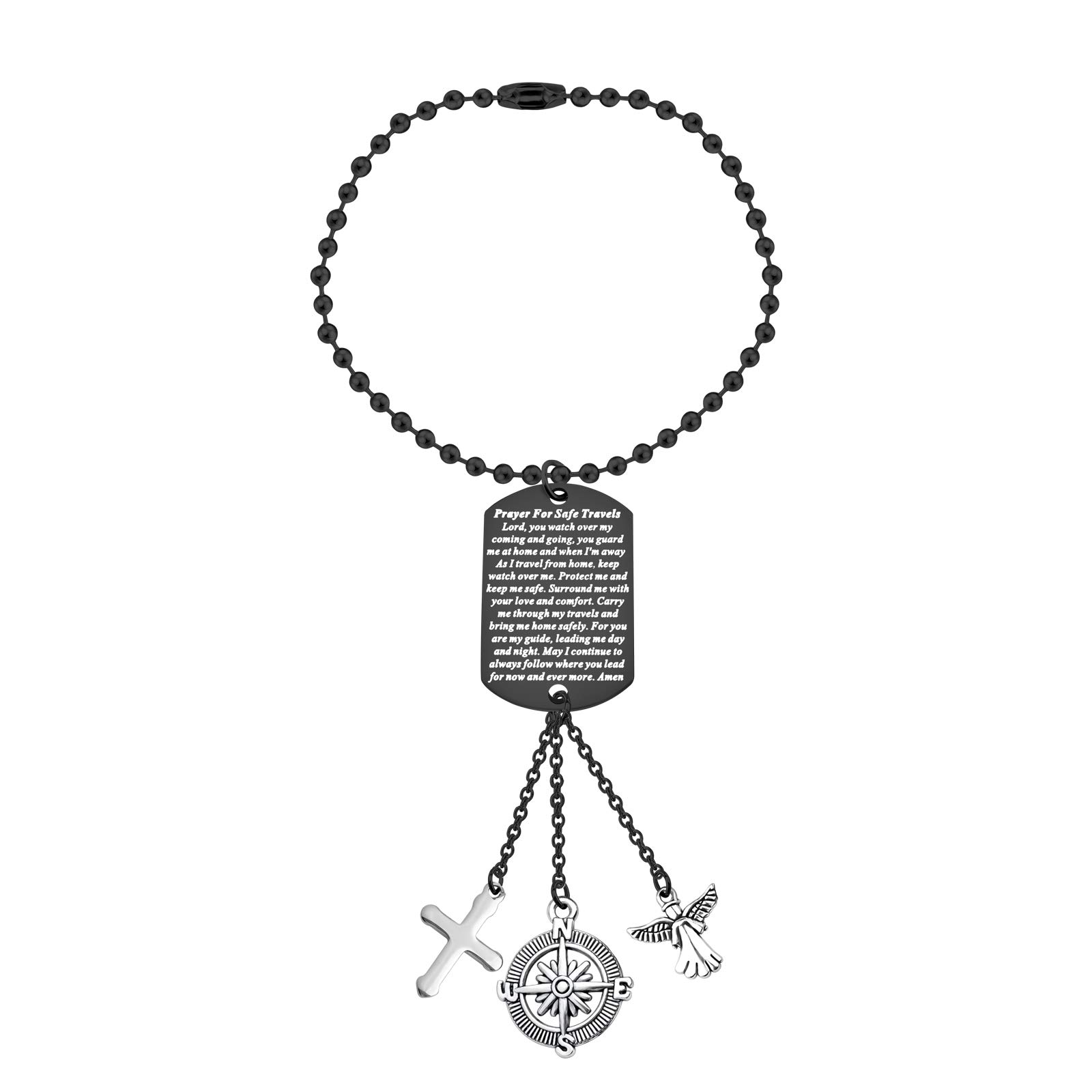 Guardian Angel Car Pendant - Religious Prayer Charm for Safe Travels, Car Mirror Hanging Ornament, Vehicle Interior Decor, Thoughtful Gift for Drivers (Perfect for Daily Commute, Road Trips & Travel Protection)