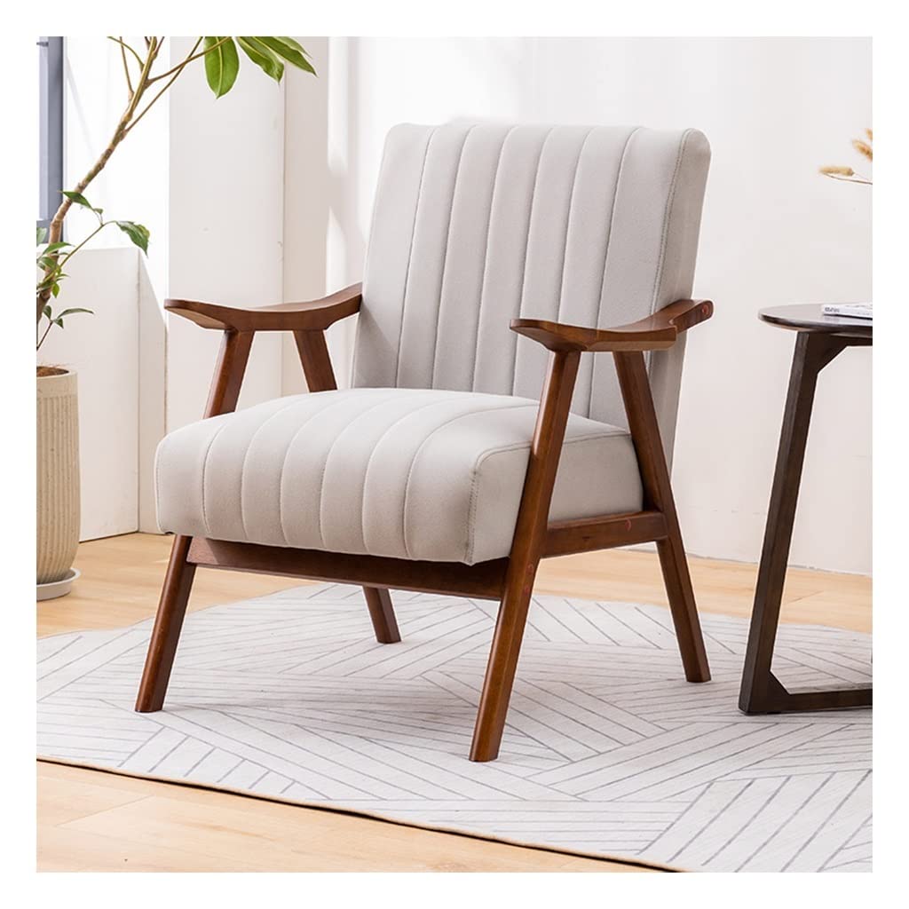 Comfortable Upholstered Accent Armchair with Wood Frame & Tech Fabric Cushion - Living Room Chair, Office Leisure Chair, Bedroom Reading Side Chair (Beige) - Perfect for Relaxing, Working & Home Decor