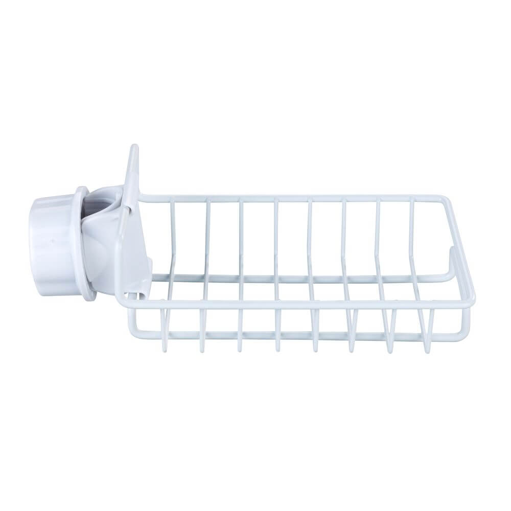 Stainless Steel Sponge Holder for Kitchen Sink - White On Tap Sponge Caddy - Perfect for Organizing Dish Sponges, Brushes & Cleaning Tools by Sink