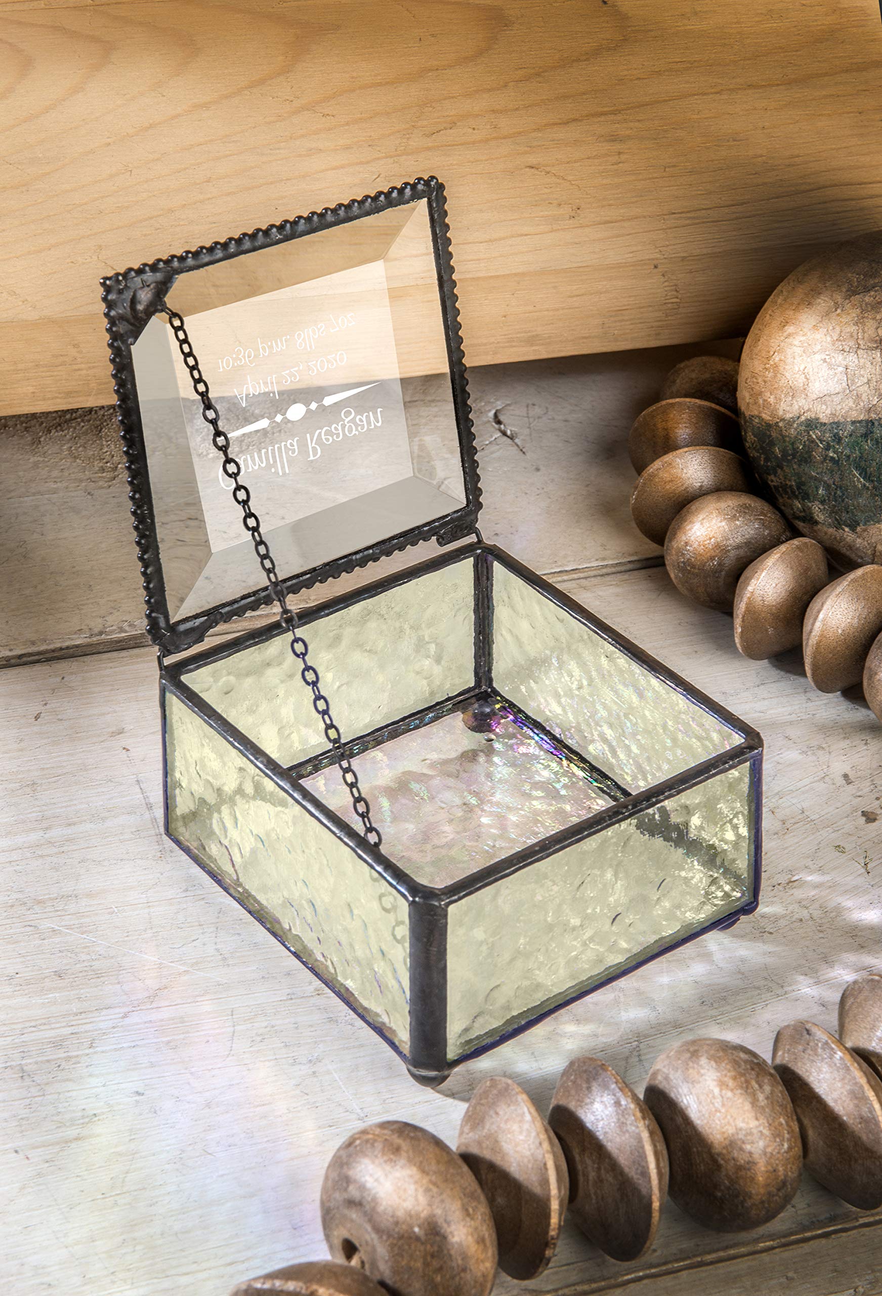 Personalized Baby Keepsake Box - Engraved Glass Jewelry Gift for Newborn Nursery Decor (Yellow)