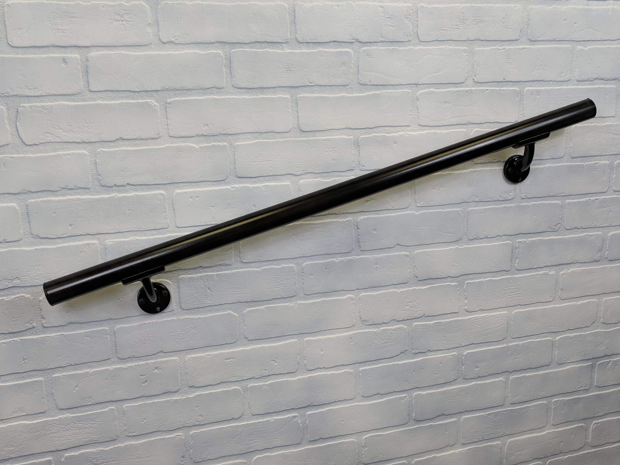 OHR 6' Black Stair Handrail with Mounts - USA Made Indoor & Outdoor Stair Railing - Easy to Install for Porch, Deck, and Home Stairs (Perfect for Safety and Home Improvement Projects)