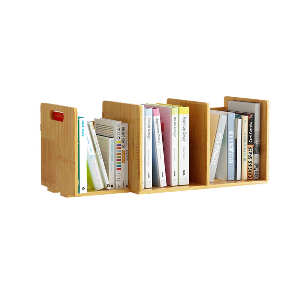 Bamboo Retractable Bookshelf & Student Desk Organizer - Space-Saving Desktop Storage Shelf for Kids, Home & Office - Perfect for Books, Stationery & Decor (Size A)