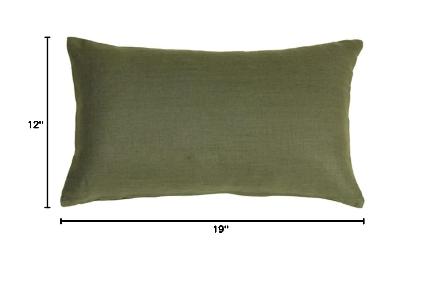 Tuscany Linen Fig Green Throw Pillow 12x19 Inches Rectangular Cushion with Insert - Perfect for Sofa, Bed & Home Decor