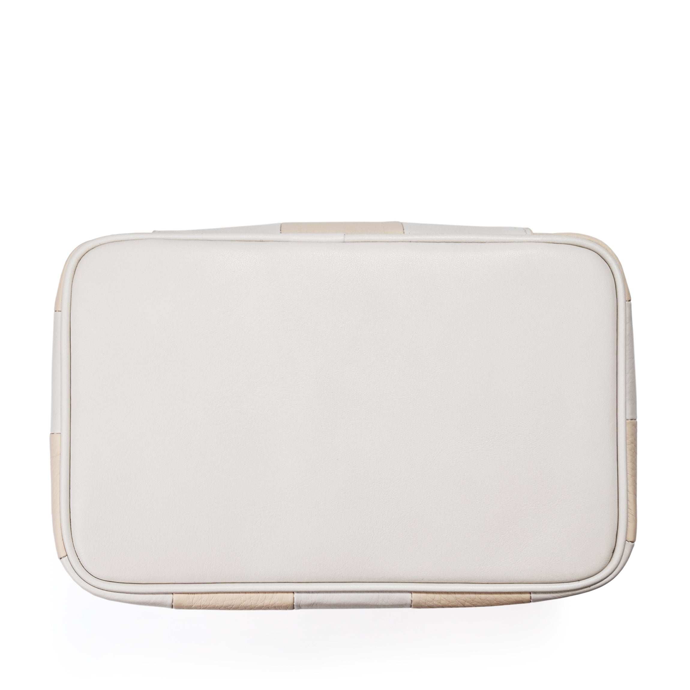 Professional Medium Train Case Makeup Organizer - Ivory/Sand Stripe Design | Perfect for Travel, Salon & Makeup Artists | Durable Cosmetic Storage with Mirror