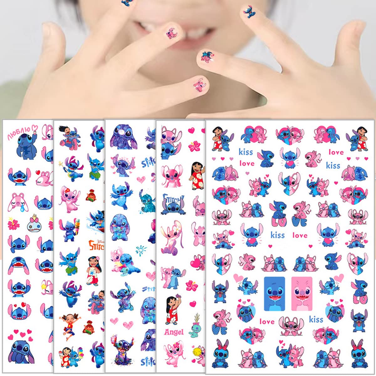 6 Sheets Cute 3D Nail Art Stickers - Self-Adhesive Cartoon Anime Nail Decals for Women & Girls - Kawaii Nail Design Decorations - Perfect for Parties, Gifts & DIY Nail Art