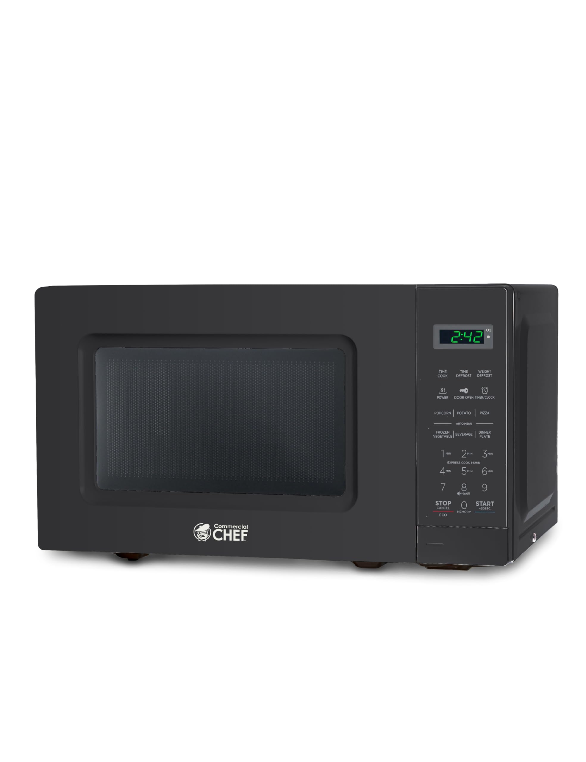 Commercial Chef 0.7 Cu Ft Countertop Microwave Oven - 700W with 10 Power Levels, Digital Display & Child Safety Lock - Perfect for Dorms, Offices & Small Kitchens - Black