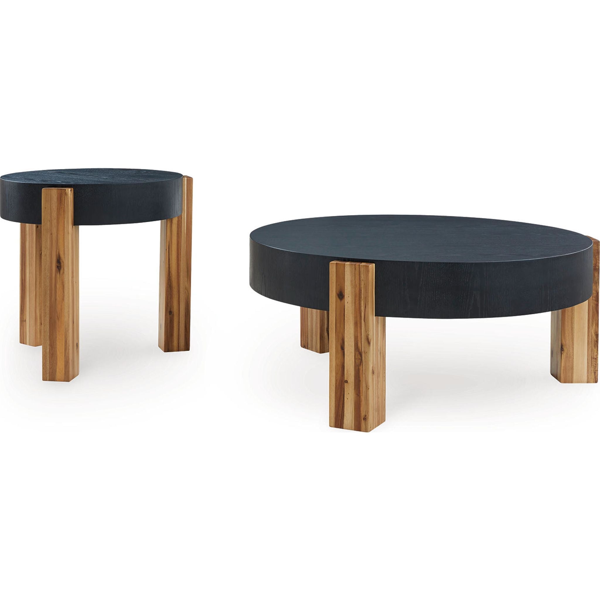Breenmore 2 Pack Folding Tables - Black & Natural Wood Finish | Portable Lightweight Tables for Indoor/Outdoor Use, Camping, Picnics, Parties & Events