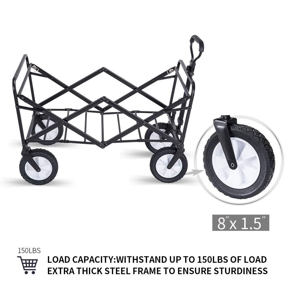 WHITSUNDAY Collapsible Folding Utility Wagon Cart with 8