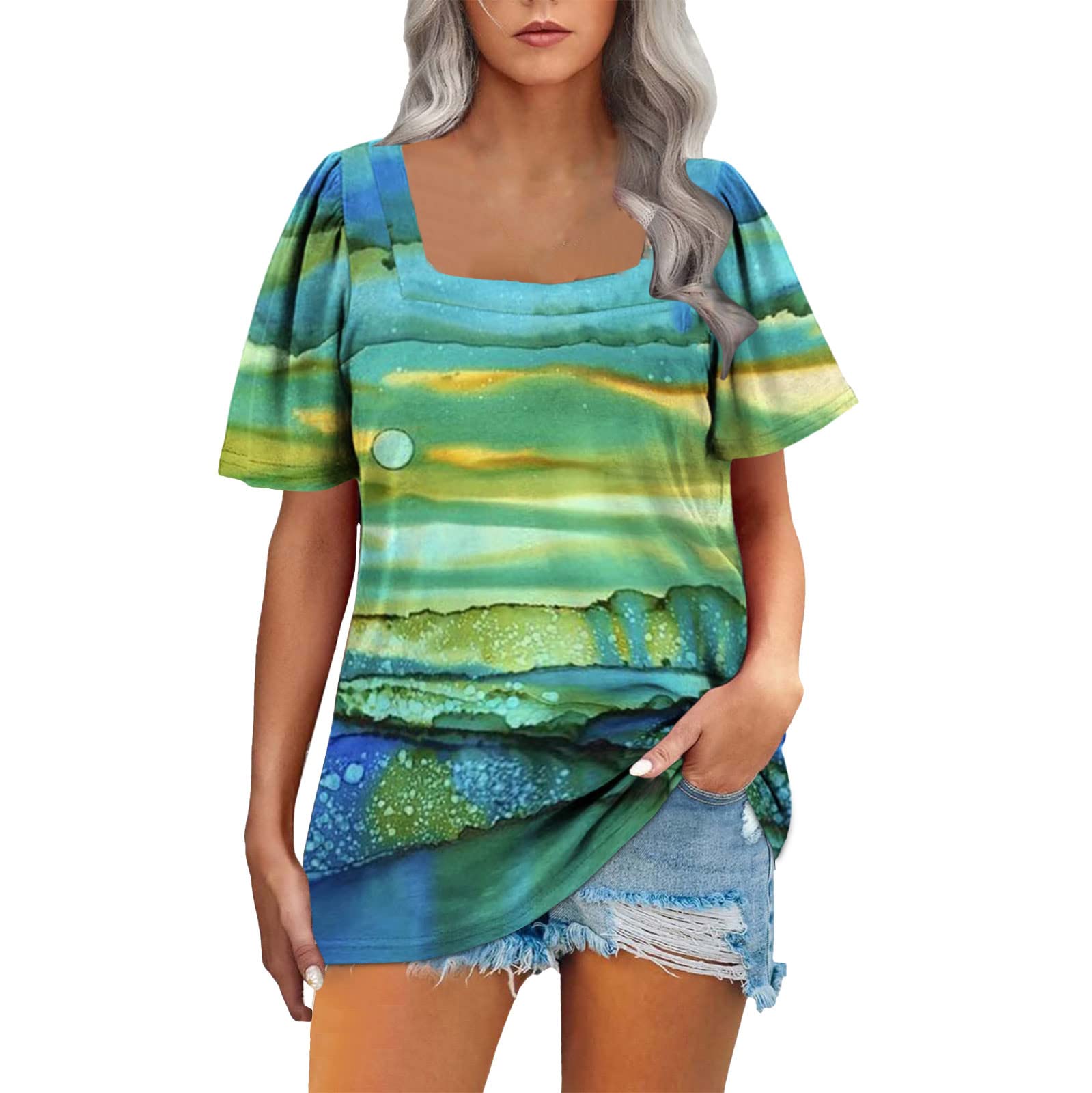 Women's Summer Floral Print Loose Fit T-Shirts - Casual Short Sleeve Blouses for Beach, Vacation & Everyday Wear