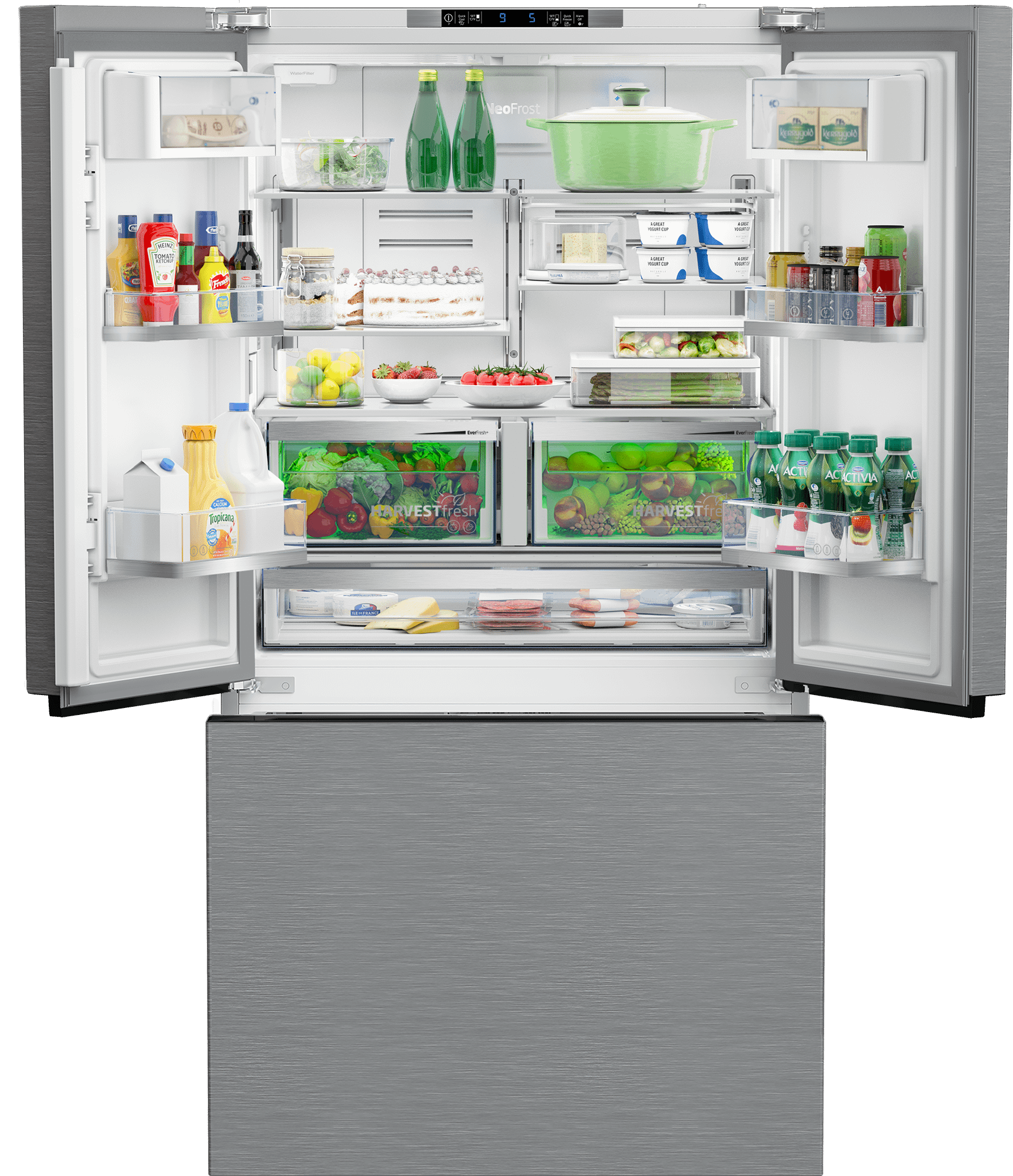 Beko BFFD3614ZSS 36 Inch French Door Refrigerator with HarvestFresh Technology - Energy Efficient Stainless Steel Smart Fridge for Modern Kitchens & Large Families
