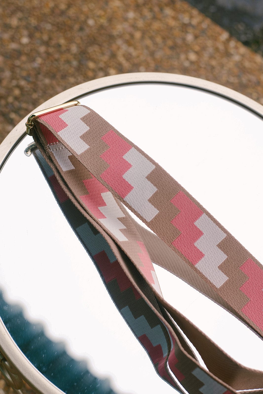 Stylish Pink and Tan Geometric Print Crossbody Bag Strap - Perfect for Women's Handbags, Purses & Travel Accessories | Fashionable & Durable Shoulder Strap for Everyday Use, Shopping & Outings