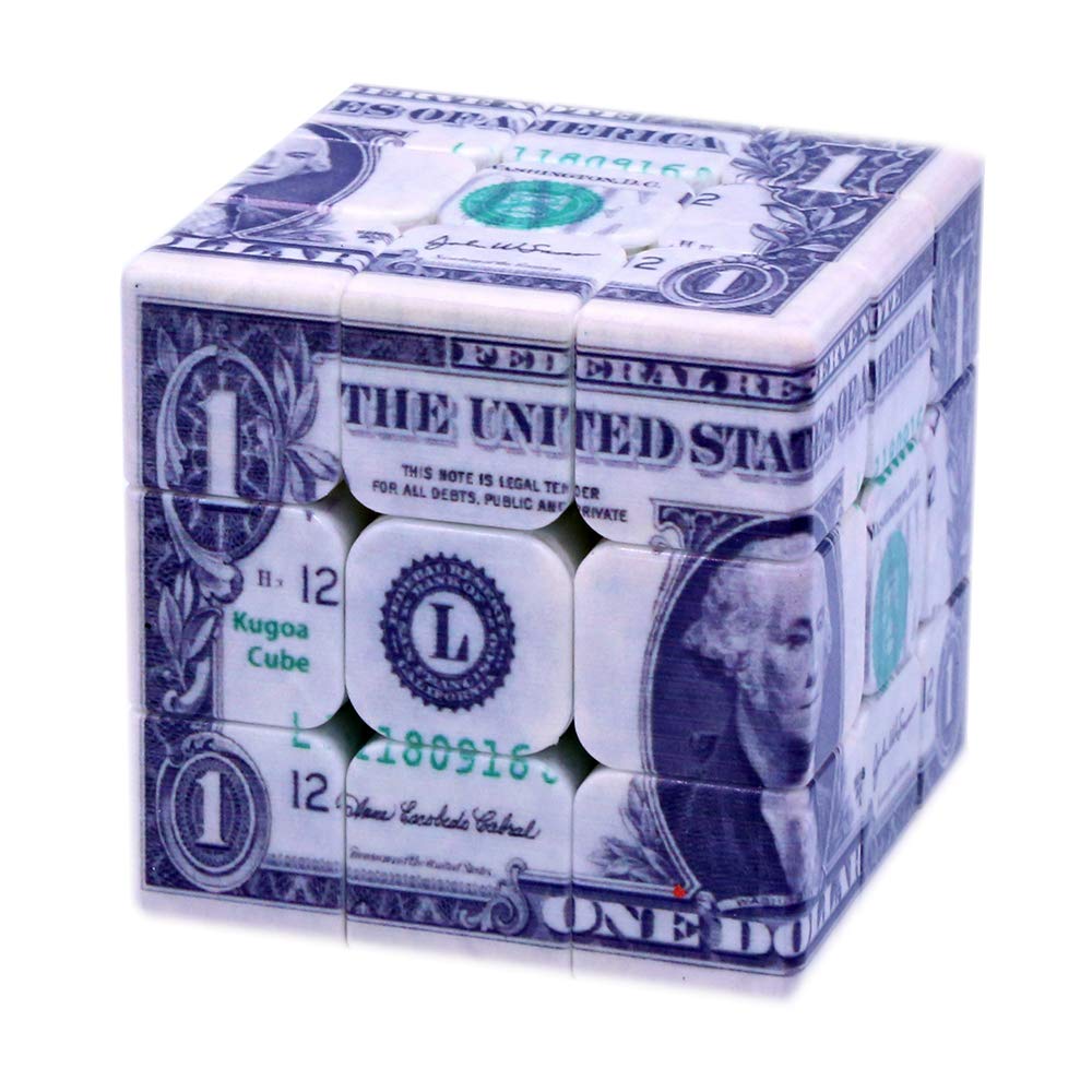 3x3 Speed Cube with Dollar Bill Design - Magic Cube Puzzle for IQ Games & Brain Training - Stress Relief Toy for Teens & Adults (5.6cm/2.2