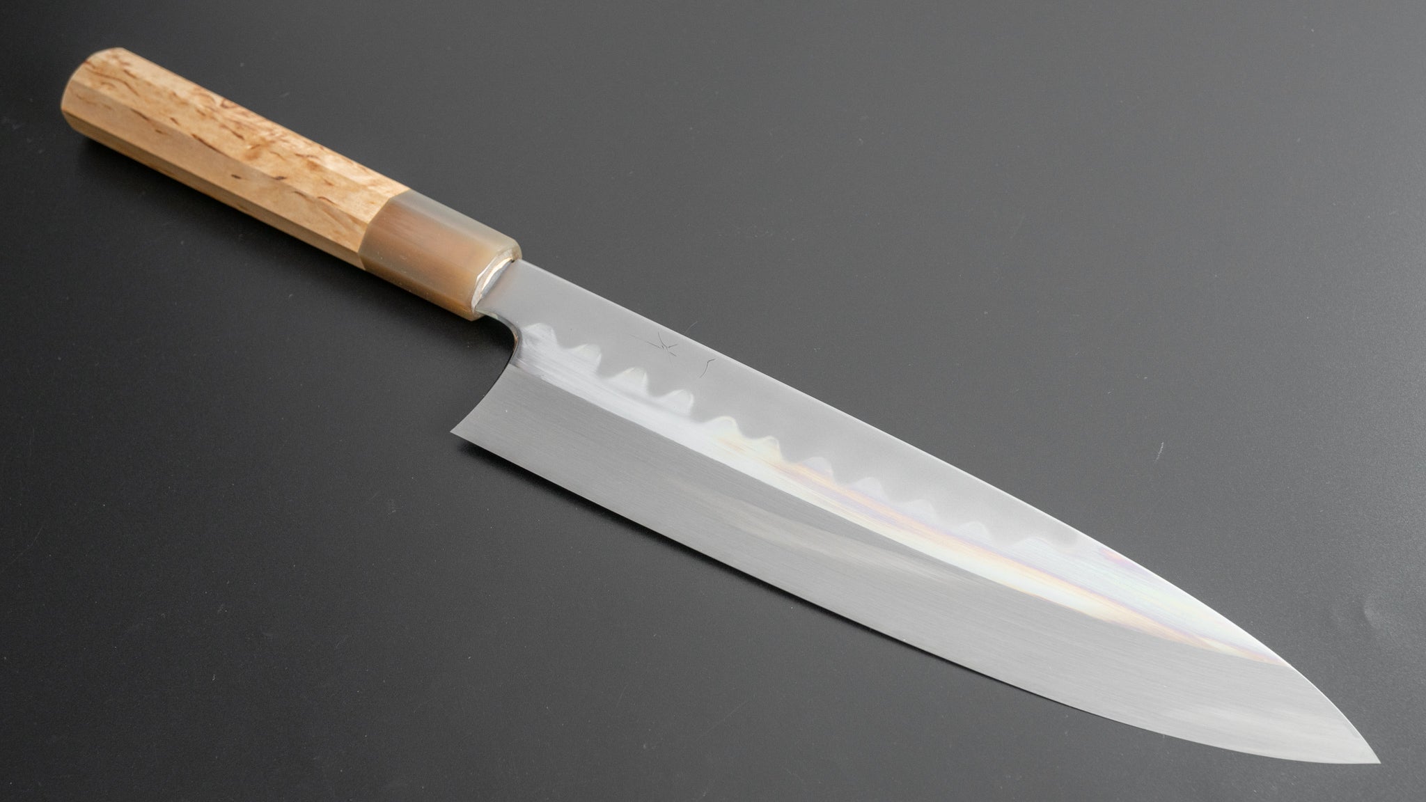 Hitohira Togashi Kyuzo White #1 Hakumon Mizu Honyaki Gyuto 240mm Japanese Chef Knife - Taihei Masur Birch Handle (#047) with Saya - Perfect for Sushi, Sashimi & Precision Cutting