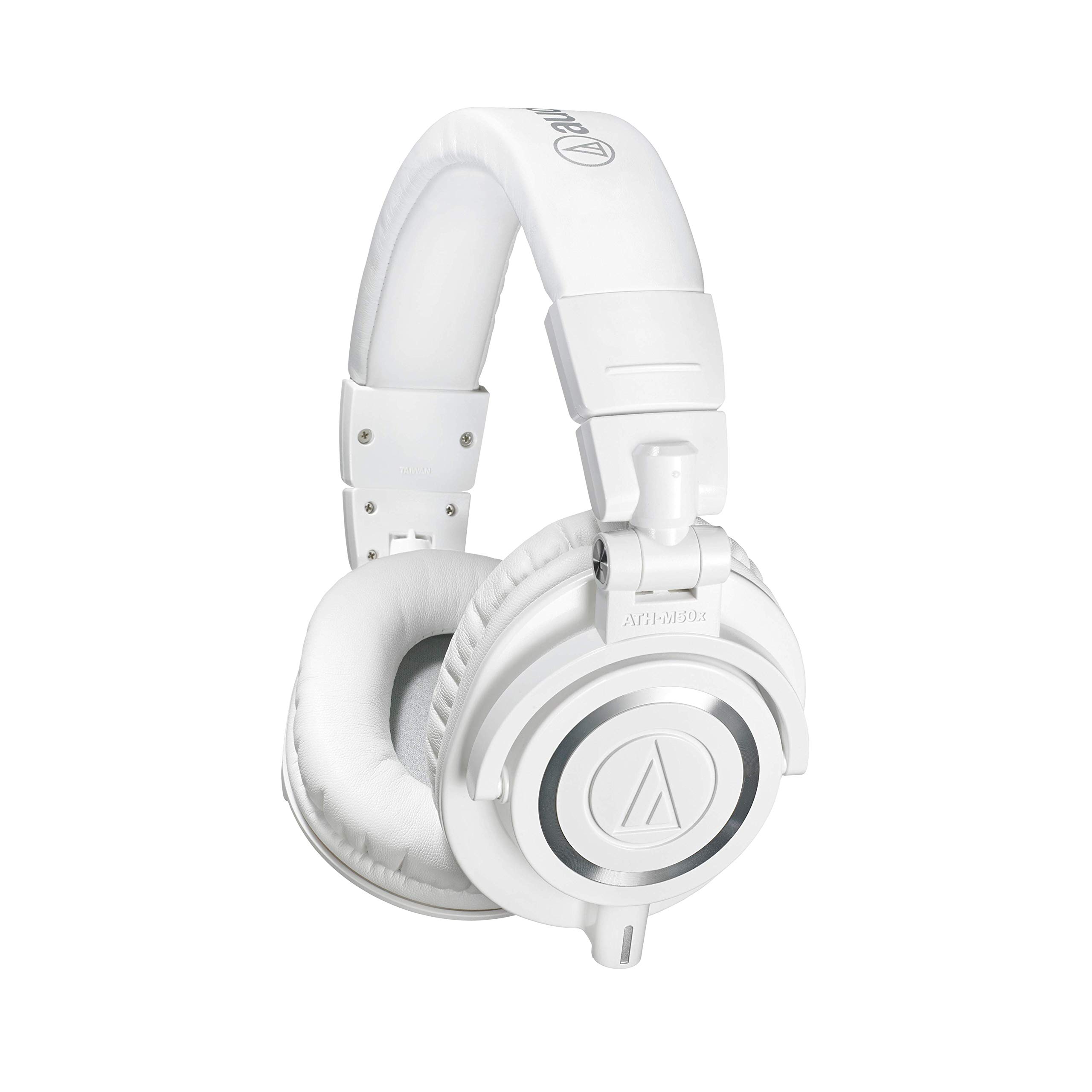 Audio-Technica ATH-M50XWH Professional Studio Monitor Headphones - White - Perfect for Music Production, DJing & Audio Mixing