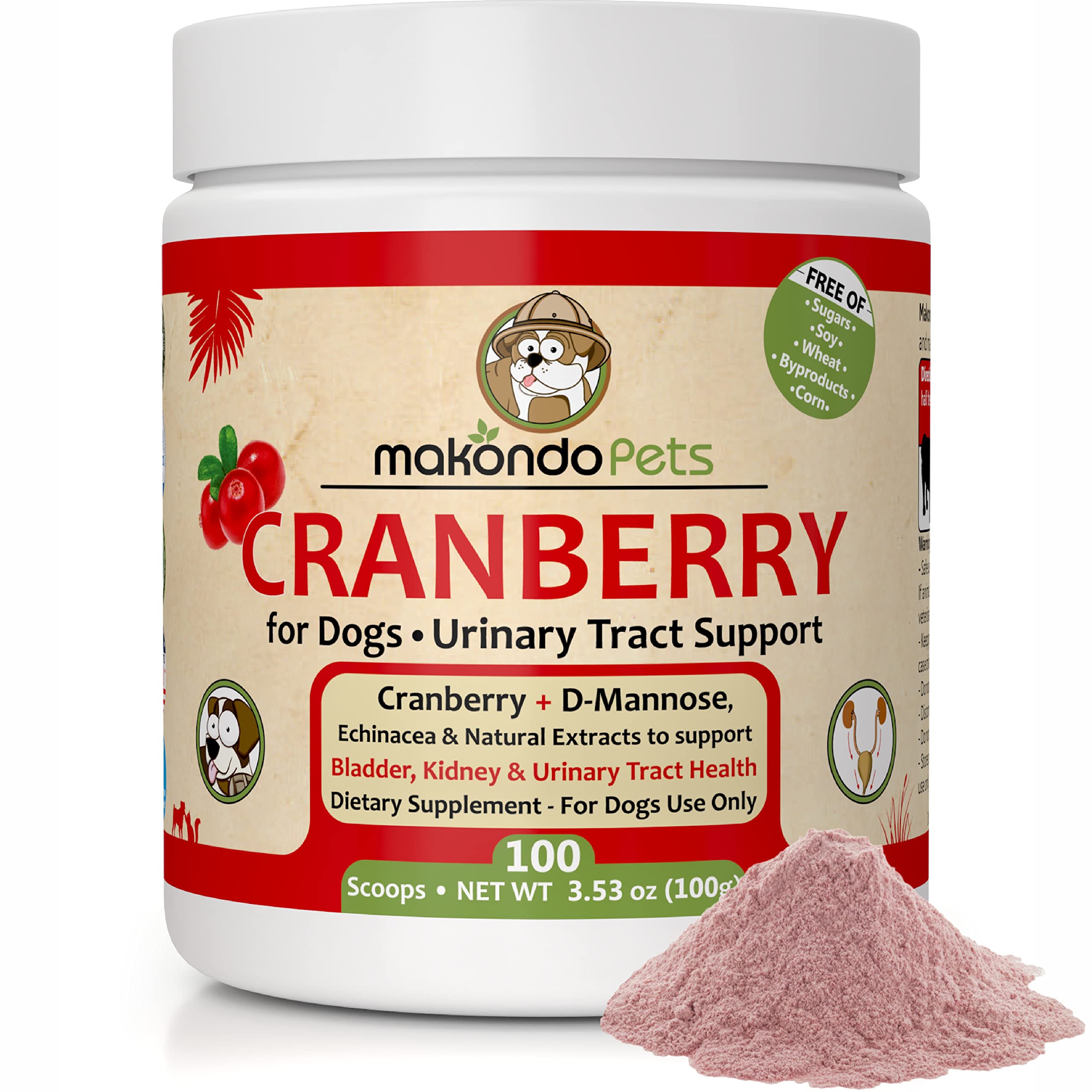 Natural Dog Cranberry Supplement Powder - UTI Treatment & Kidney Support for Dogs | Same as Cranberry Pills | Supports Urinary Tract & Bladder Health | Ideal for Puppy Supplies & Senior Dog Incontinence Care