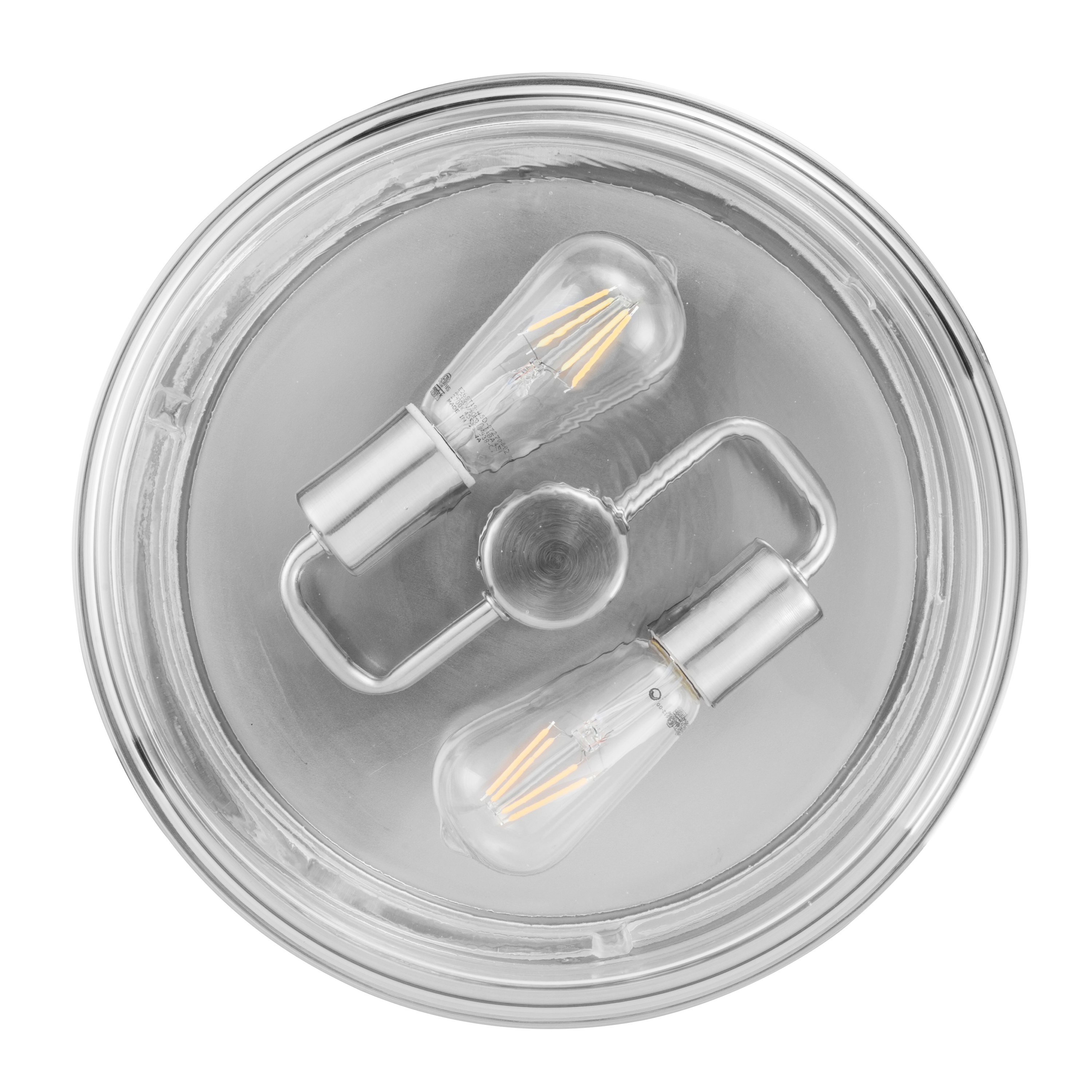 Madalyn Drum Flushmount Light Fixture - Clear Glass & Brushed Nickel Ceiling Light for Bedroom, Living Room, Dining Room, or Hallway