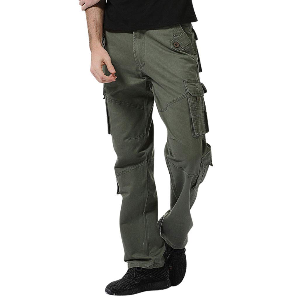 Alalaso Men's Classic Twill Relaxed Fit Cargo Pants - Casual Pure Color Outdoor Work Trousers with Multiple Pockets | Perfect for Hiking, Travel & Everyday Wear