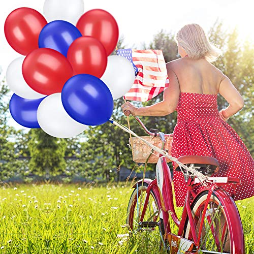 TecUnite 100-Pack 13 Inch Red White Blue Latex Balloons - Patriotic Party Decorations for 4th of July, Independence Day, Weddings & Birthdays - Perfect for Outdoor Celebrations and Festive Home Decor