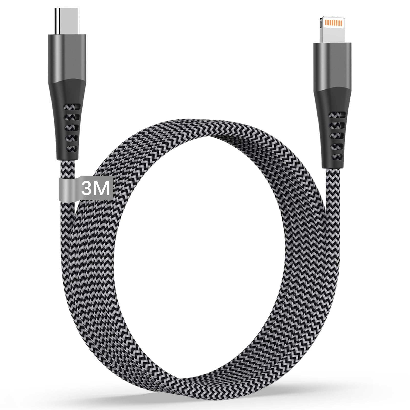 MFi Certified USB C to Lightning Cable 3M Fast Charging Cable - Nylon Braided iPhone Charger for Apple iPhone 14 Pro Max/14 Plus/13/12/11/X/8 - Perfect for Home, Office & Travel Charging