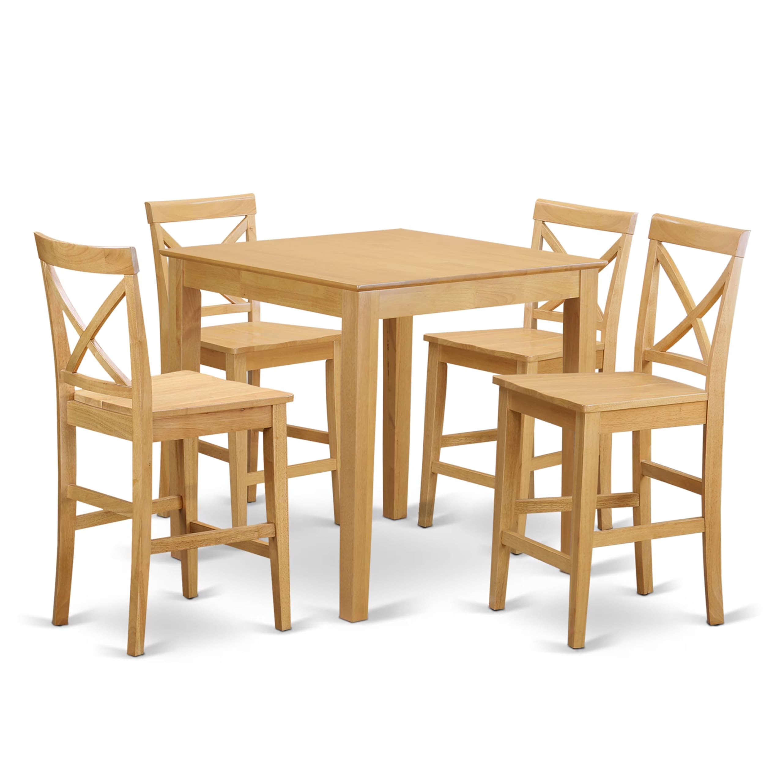 East West Furniture 5-Piece Kitchen Counter Set - Square Dining Table & 4 Chairs, 36x36 Inch, Oak Finish - Perfect for Small Spaces, Breakfast Nooks & Cozy Dining Areas