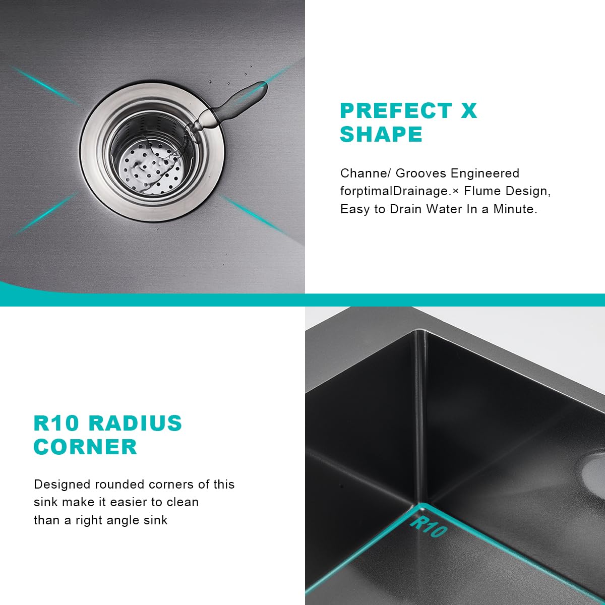 TSIBOMU 18x18 Inch Topmount Kitchen Sink - 304 Stainless Steel Single Bowl Drop-in Sink with Single Faucet Hole, Black - Perfect for Small Kitchens, Bars, and RV Remodeling