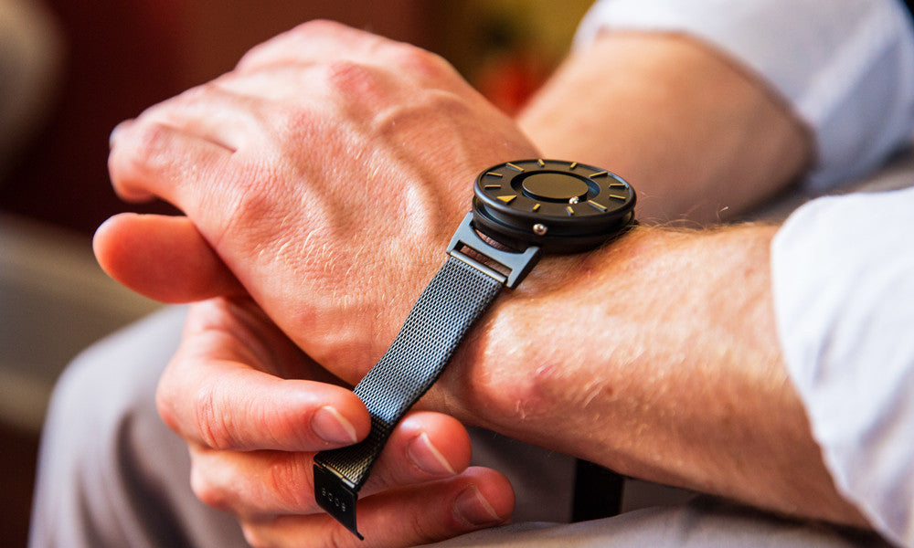 Eone The Bradley Black - Stylish and Tactile Watch for Men & Women | Waterproof & Durable | Perfect for Business, Travel, and Everyday Wear
