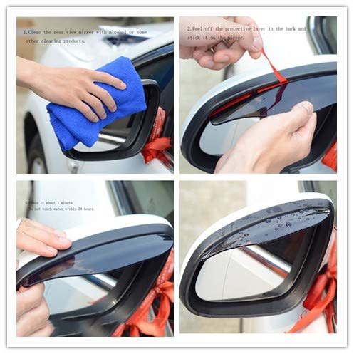 2Pcs Carbon Fiber Rear View Mirror Rain Guards - Smoke Black Side Mirror Visors & Eyebrow Covers for Cars, Trucks, SUVs | Waterproof Protection & Enhanced Style for Rainy Weather Driving