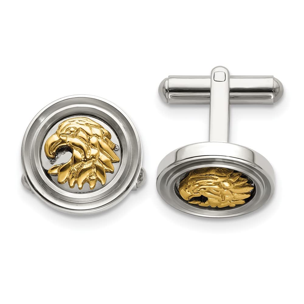 Black Gold Eagle Head Cufflinks 16mm for Formal Wear
