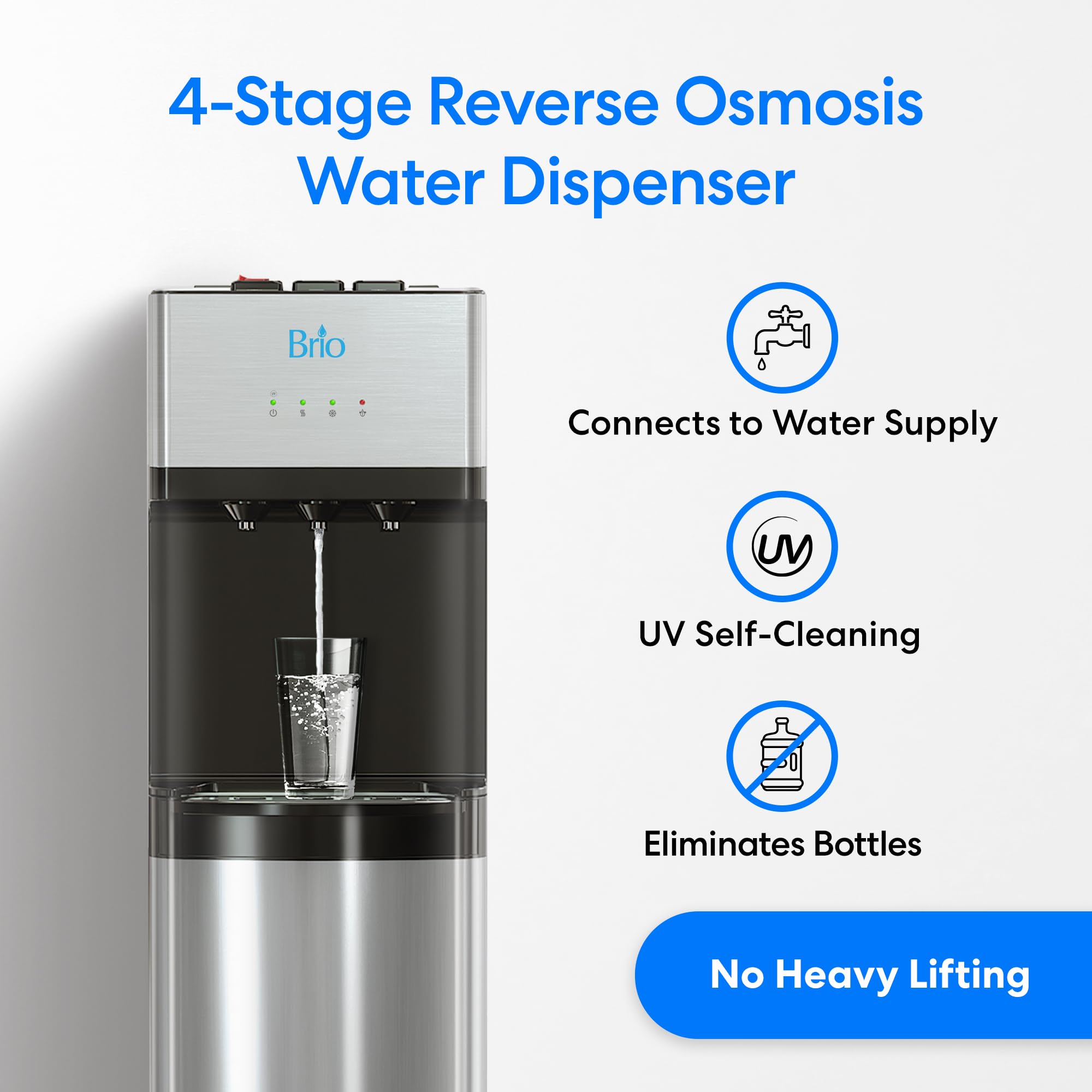 Brio 500 Series Bottleless Water Cooler Dispenser - Countertop & Office Use, Hot & Cold Water Dispenser for Home & Workplace Hydration