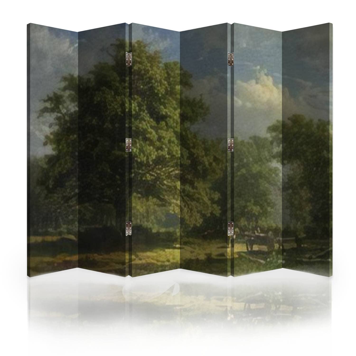 George Andries Roth 1870 Dutch Painting Canvas Room Divider Screen - 6 Panel Folding Privacy Partition for Living Room, Bedroom & Office | Inspired by The Bentheim Forest