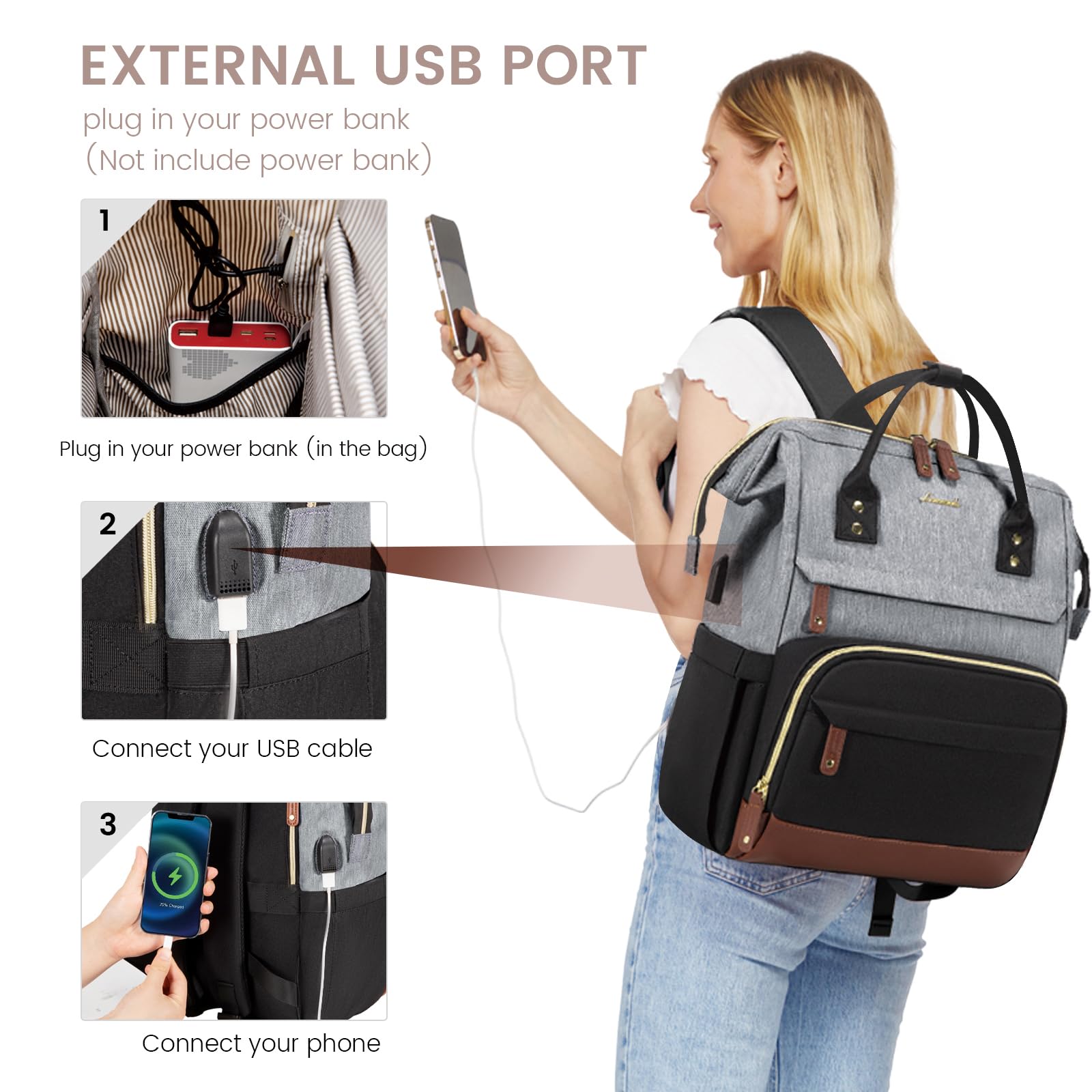 LOVEVOOK Women's Travel Backpack - 15.6 Inch Laptop Backpack for Work & Business, Lightweight Water-Resistant Nurse & Teacher Bag - Perfect for Commuting, Business Trips & Airplane Personal Item Carry-On