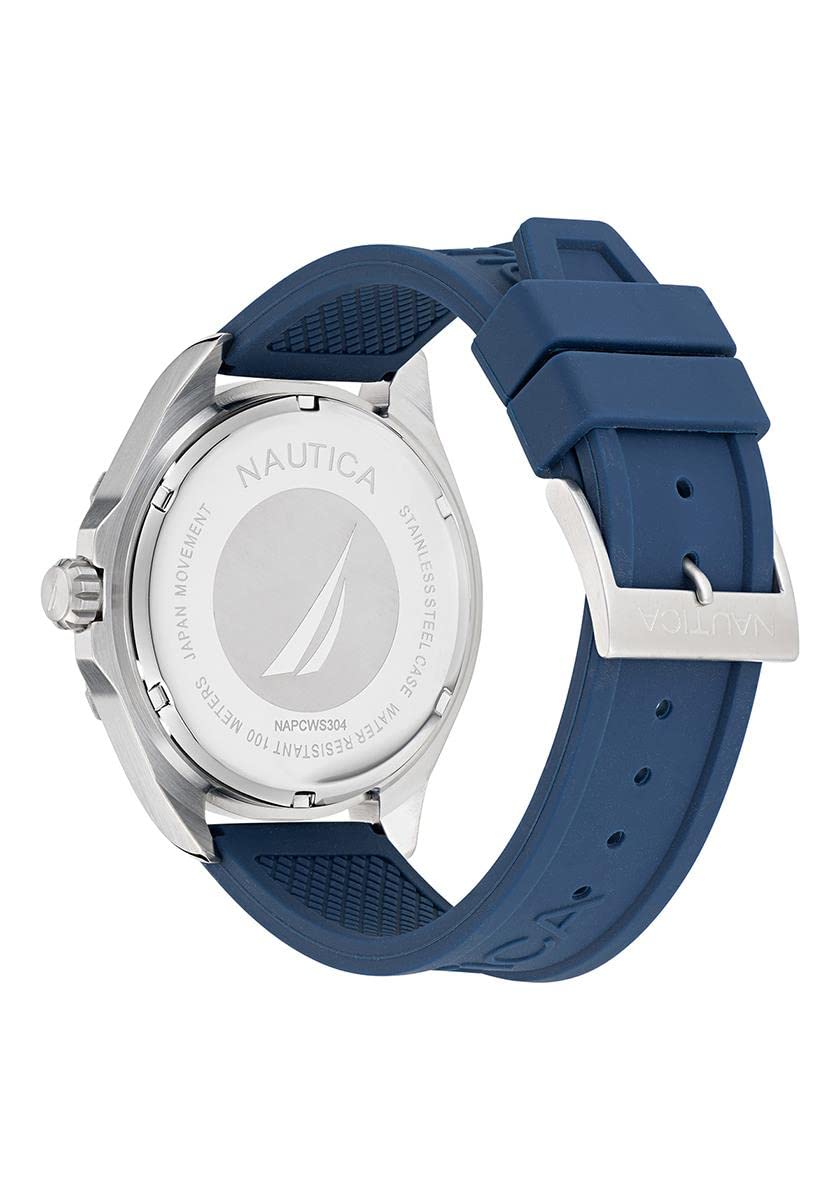 Nautica Men's NAPCWS304 Clearwater Beach Blue Silicone Strap Watch - Waterproof Casual Dress Watch for Men - Perfect for Beach, Swimming & Everyday Wear