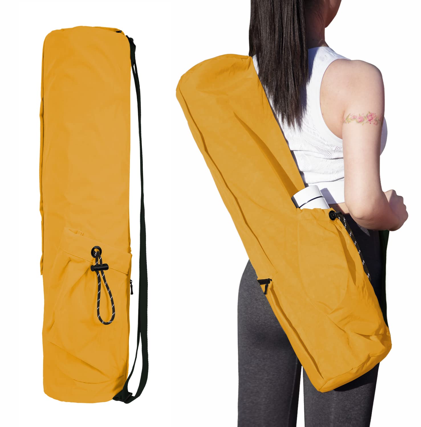 Premium Waterproof Yoga Mat Bag with Multi-Pockets & Adjustable Strap - Fits 1/4