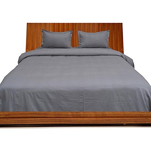 LaxLinen 1000 Thread Count 100% Egyptian Cotton Duvet Cover Set - Queen Size 3 Piece Bedding Set, Ultra Soft & Breathable, Silver Grey Solid Color - Perfect for Master Bedroom, Guest Room & Luxury Hotel Decor