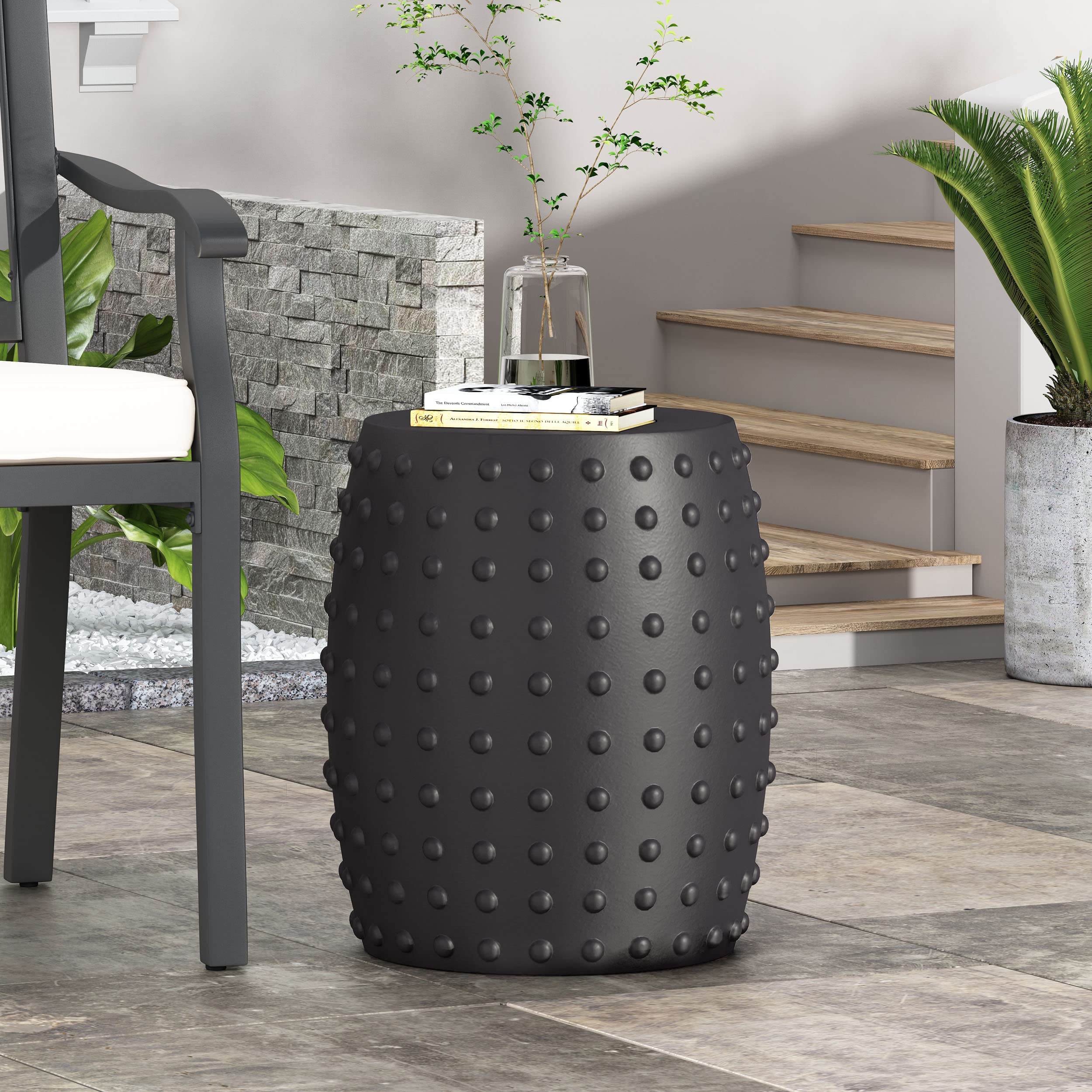 Christopher Knight Home Ospery End Table - Modern Matte Black Nightstand for Bedroom, Living Room, or Office - Small Side Table with Sturdy Metal Frame
