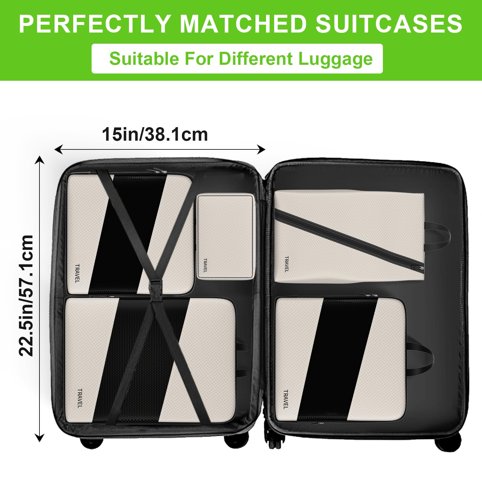 UNTIFUL 6-Piece Compression Packing Cubes Set - Travel Organizer for Suitcases | Perfect for Business Trips, Vacations & Weekend Getaways