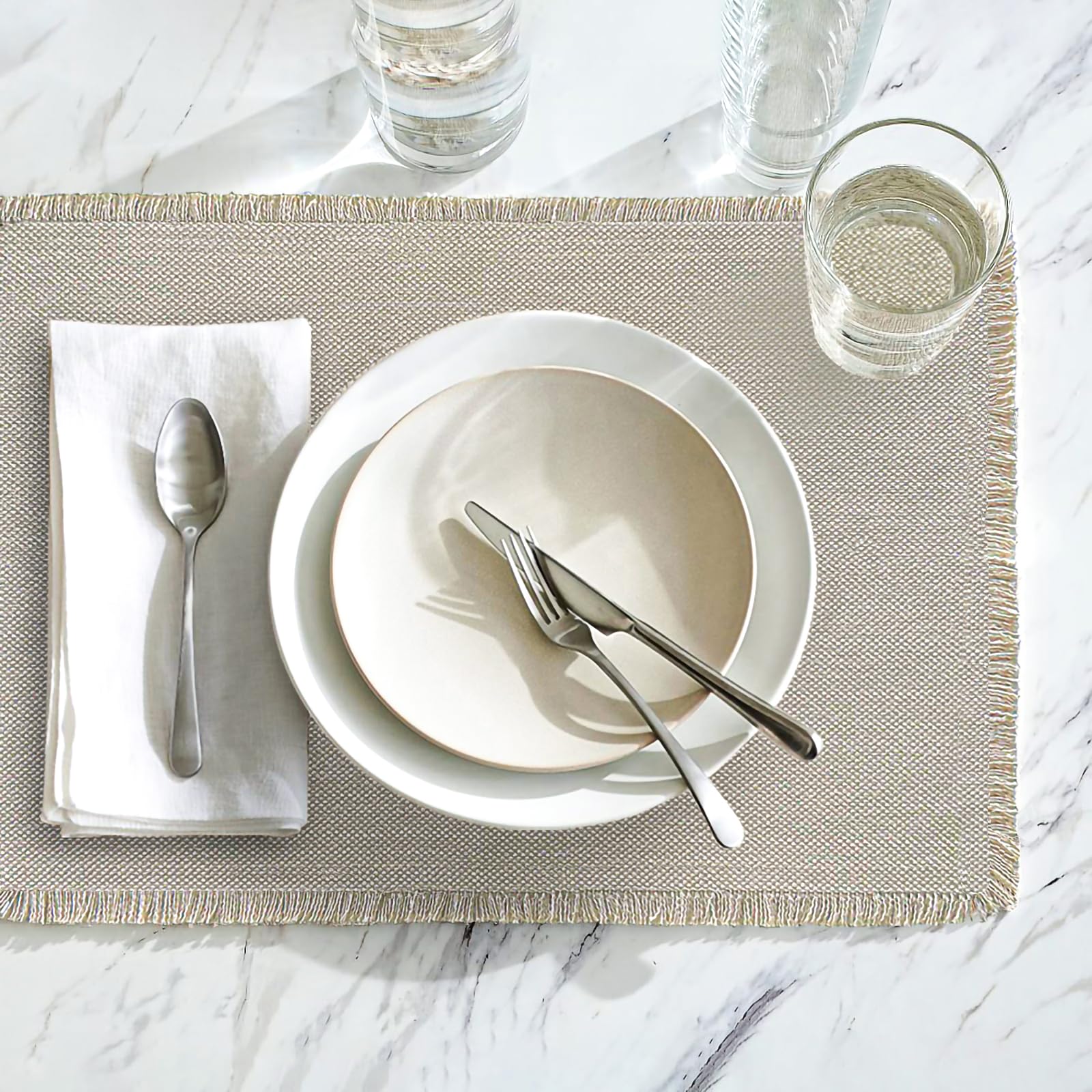Boho Cotton Linen Placemats Set of 6 - 13